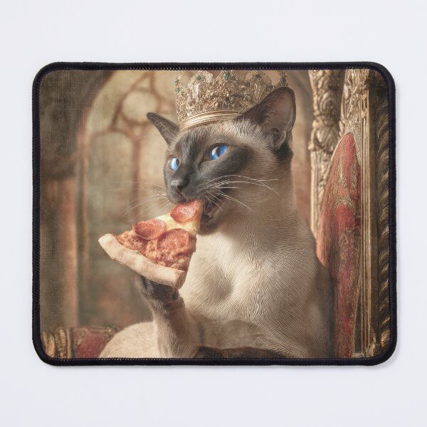 Item preview, Siamese Cat Eating Pizza designed and sold by Elisabeth Lucas.