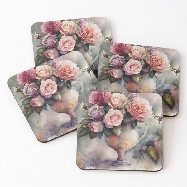 Item preview, Vase with pink roses - The rose speaks all the languages of the world. designed and sold by FotoworldEdel.
