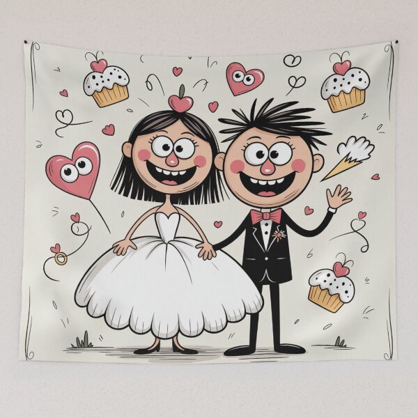 Item preview, Googly-Eyed Bride & Groom - Whimsical Cartoon Wedding Celebration designed and sold by Midnight Veil Designs.
