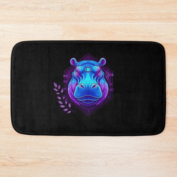 Item preview, Cyber Hippo Futuristic Tech Art - Neon Circuit Hippo Head Illustration designed and sold by AbulailArt.