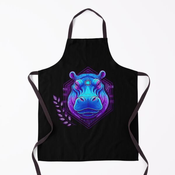 Item preview, Cyber Hippo Futuristic Tech Art - Neon Circuit Hippo Head Illustration designed and sold by AbulailArt.