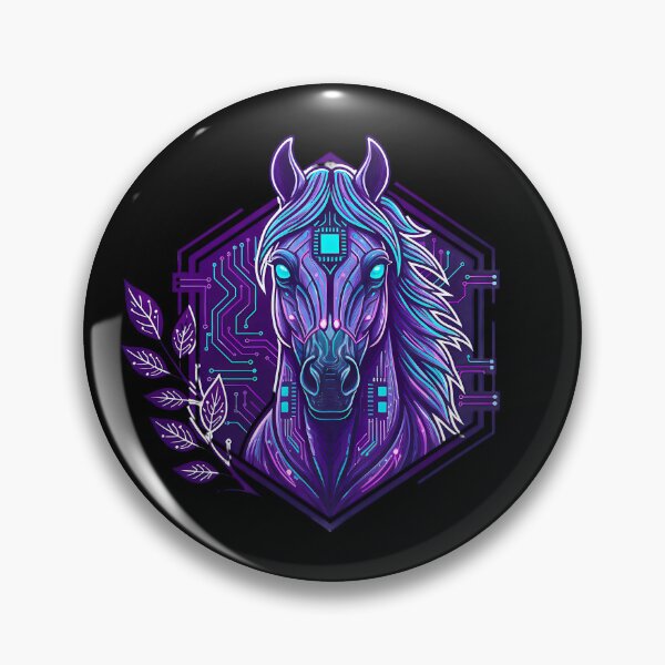 Item preview, Cyber Horse Futuristic Stallion - Neon Circuit Digital Animal Art designed and sold by AbulailArt.