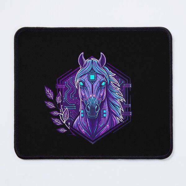 Item preview, Cyber Horse Futuristic Stallion - Neon Circuit Digital Animal Art designed and sold by AbulailArt.