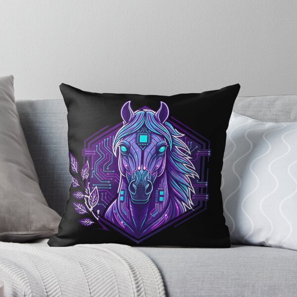 Item preview, Cyber Horse Futuristic Stallion - Neon Circuit Digital Animal Art designed and sold by AbulailArt.