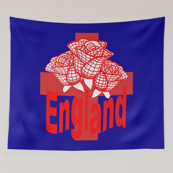 Item preview, Red England Text Isolated St George Cross And Roses designed and sold by taiche.