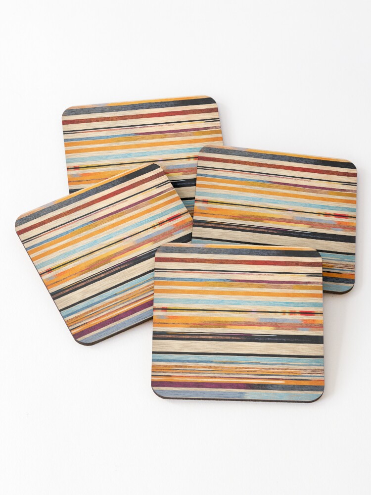 Thumbnail 1 of 5, Coasters (Set of 4), Moroccan Rug Stripes Pattern designed and sold by GrinGalore.