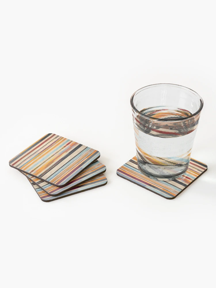 Thumbnail 2 of 5, Coasters (Set of 4), Moroccan Rug Stripes Pattern designed and sold by GrinGalore.