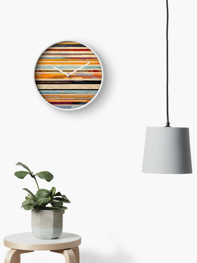Thumbnail 2 of 4, Clock, Moroccan Rug Stripes Pattern designed and sold by GrinGalore.
