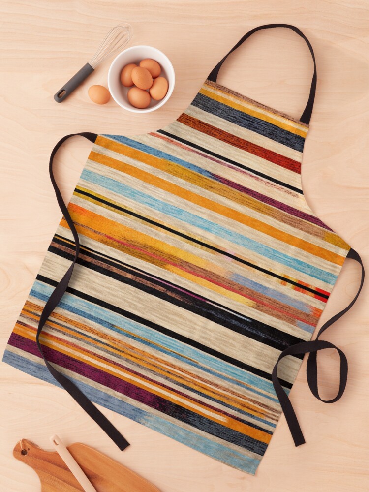 Thumbnail 1 of 6, Apron, Moroccan Rug Stripes Pattern designed and sold by GrinGalore.