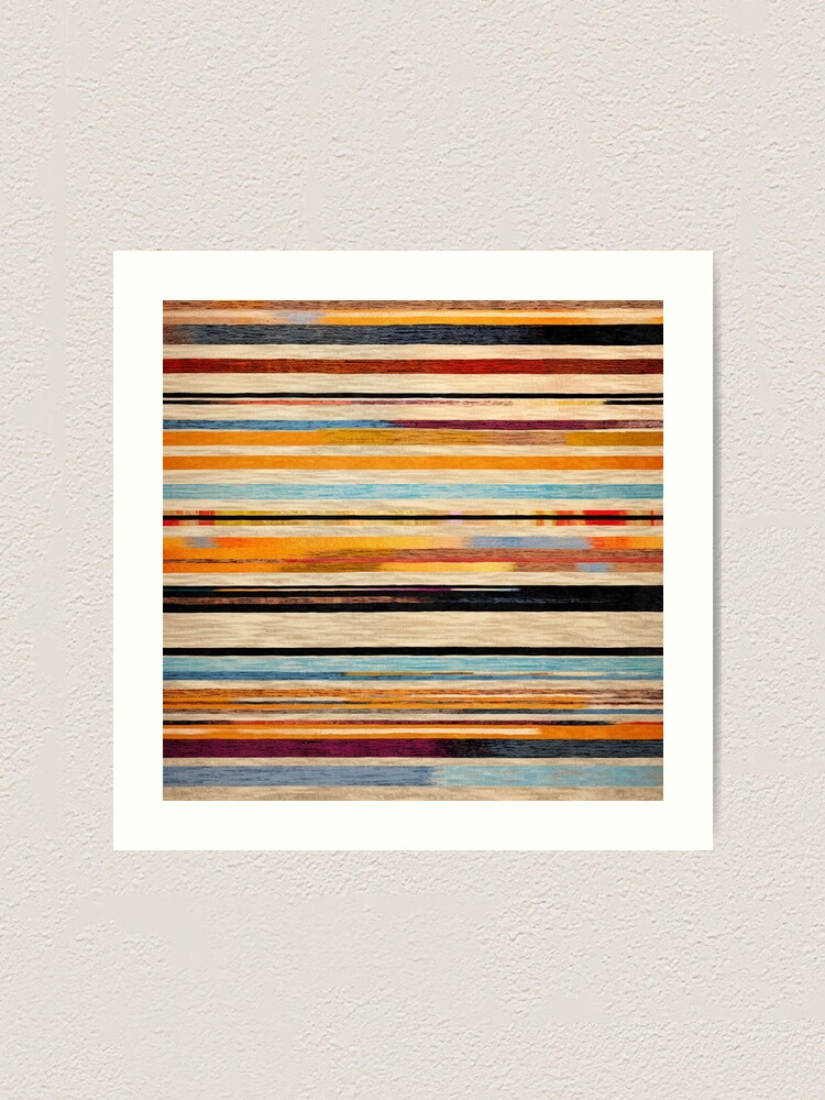 Thumbnail 1 of 3, Art Print, Moroccan Rug Stripes Pattern designed and sold by GrinGalore.