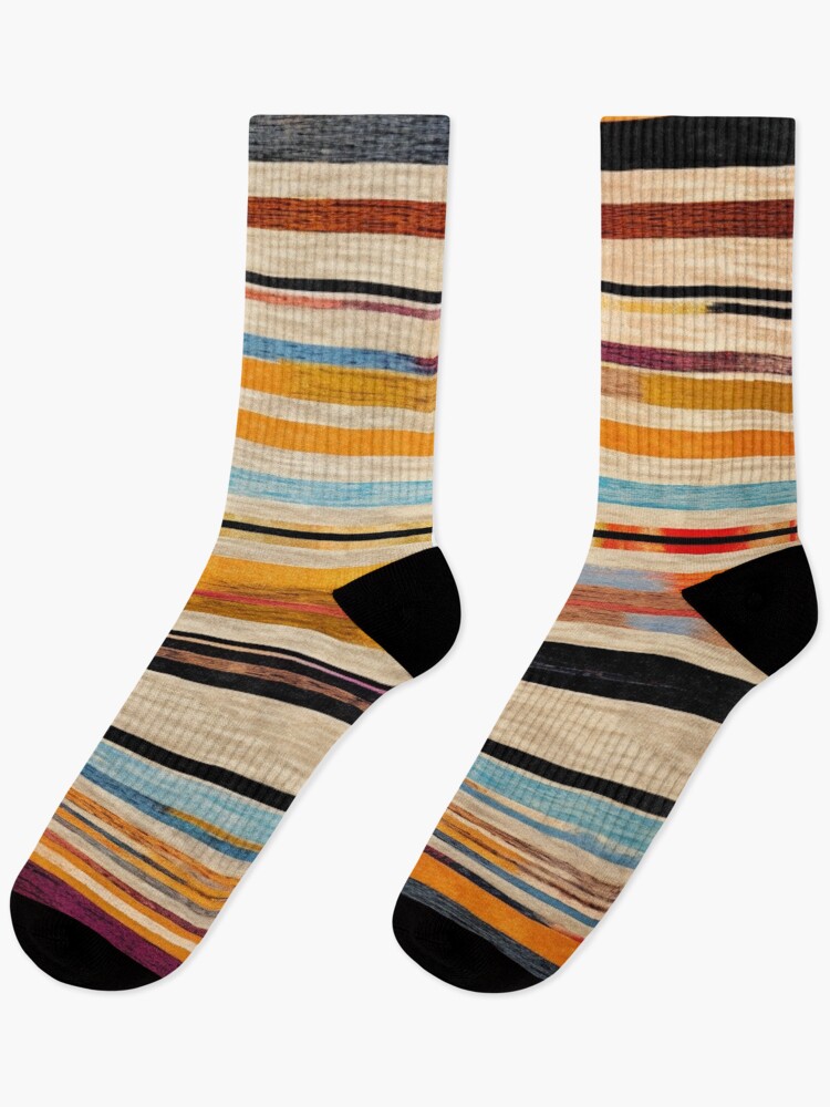 Thumbnail 1 of 5, Socks, Moroccan Rug Stripes Pattern designed and sold by GrinGalore.
