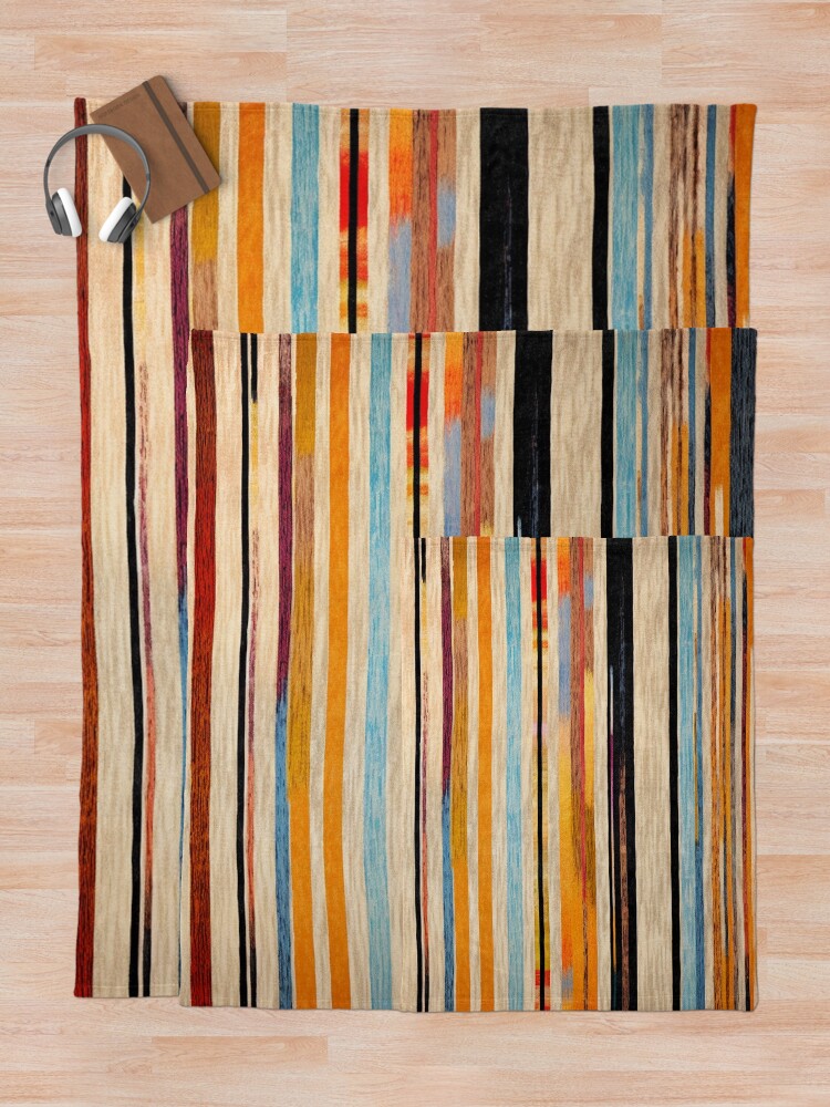 Thumbnail 5 of 6, Throw Blanket, Moroccan Rug Stripes Pattern designed and sold by GrinGalore.
