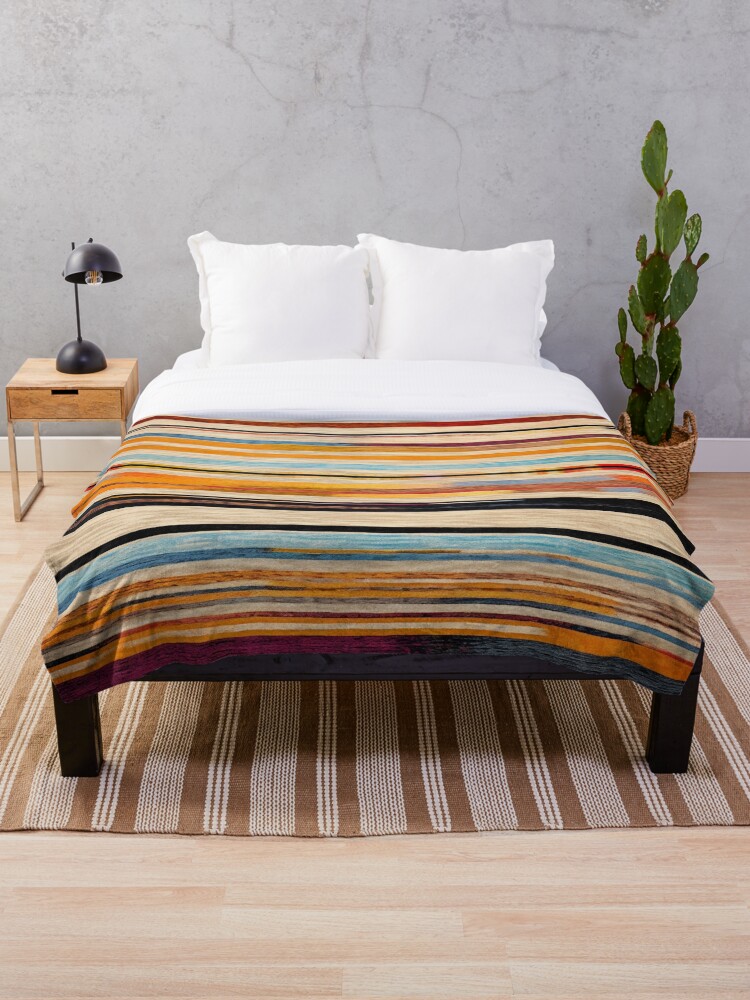 Thumbnail 1 of 6, Throw Blanket, Moroccan Rug Stripes Pattern designed and sold by GrinGalore.