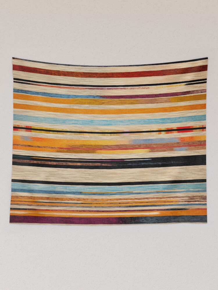 Thumbnail 2 of 3, Tapestry, Moroccan Rug Stripes Pattern designed and sold by GrinGalore.