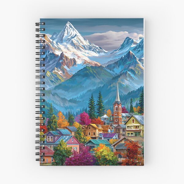 Item preview, Breathtaking Mountain View with Colorful Village Scene designed and sold by Artessie.