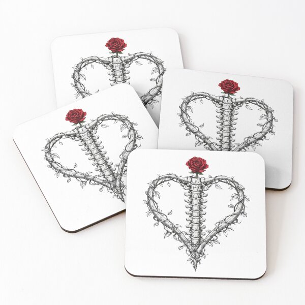 Item preview, Anatomical Spine Heart with Rose | Gothic Love Skeleton Line Art designed and sold by Artist Bishhnu Banerji.