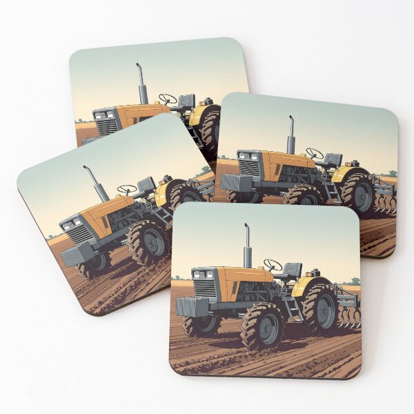 Item preview, Tractor illustration on field designed and sold by SunDrift.