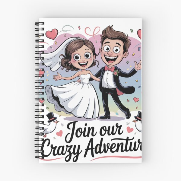 Item preview, Join Our Crazy Adventure - Fun Cartoon Bride & Groom Wedding Illustration designed and sold by Midnight Veil Designs.
