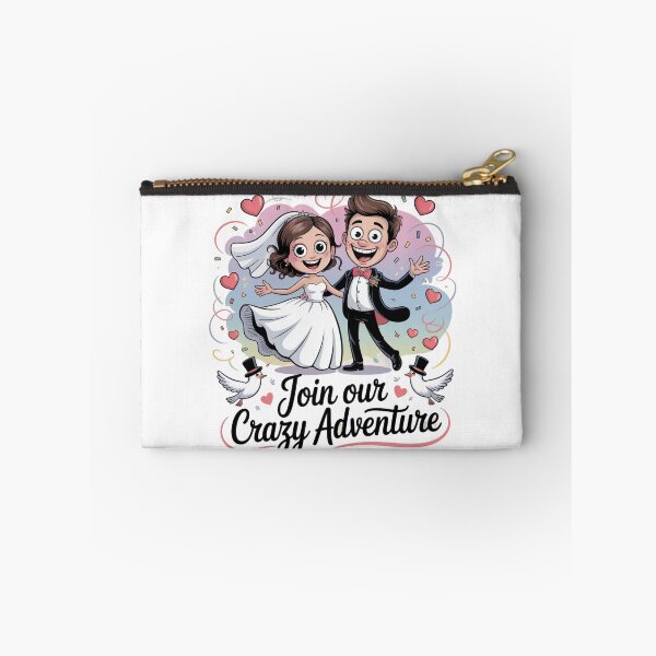 Item preview, Join Our Crazy Adventure - Fun Cartoon Bride & Groom Wedding Illustration designed and sold by Midnight Veil Designs.