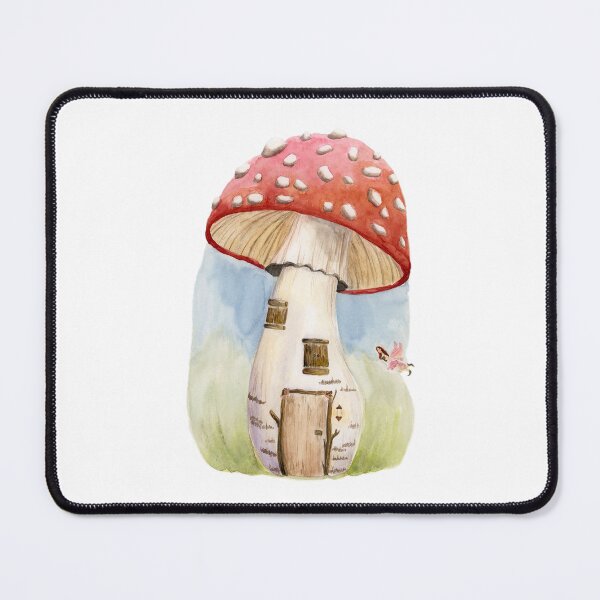 Item preview, Mushroom Fairy House watercolor painting designed and sold by IndigoRavenArt.