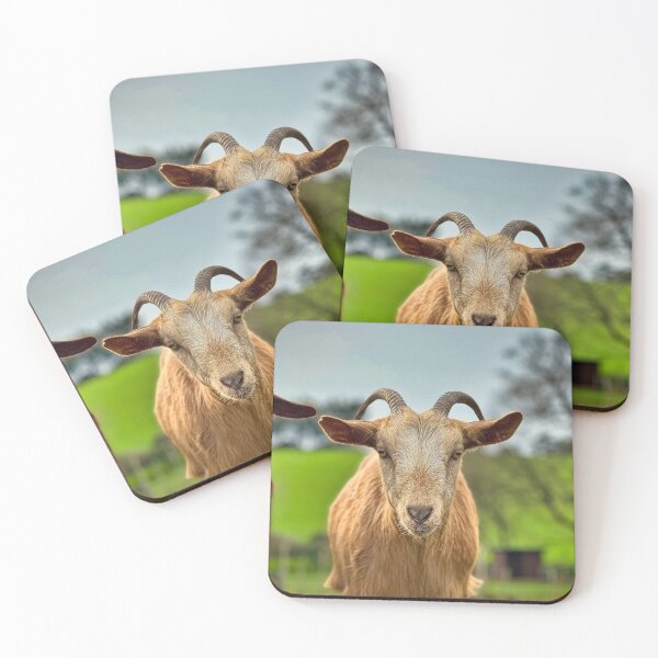 Item preview, Curious Goat in Countryside Field – Rustic Farm Animal Photography Print designed and sold by leonwoods.