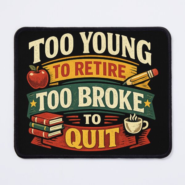 Item preview, Too Young to Retire Too Broke to Quit – Funny Teacher Shirt designed and sold by Tomasz Siennicki.