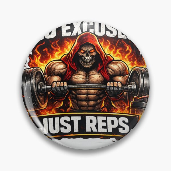 Item preview, No Excuses Just Reps – Skull Gym Motivation Design | Hardcore Fitness Workout Illustration designed and sold by RepRepublic.