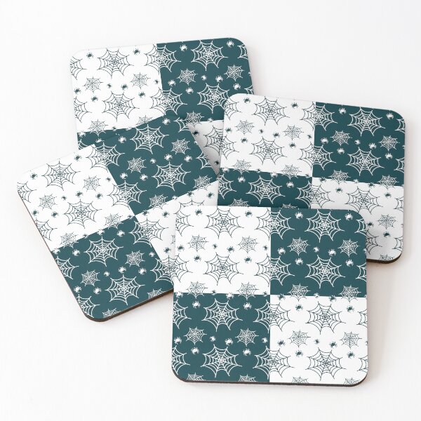 Item preview, White and teal interchange web pattern designed and sold by serenebookworm.