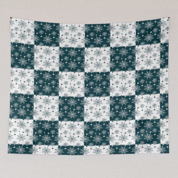 Item preview, White and teal interchange web pattern designed and sold by serenebookworm.