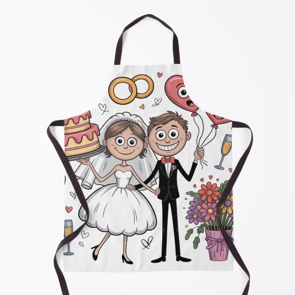 Item preview, Big-Eyed Bride & Groom Celebration - Fun Cartoon Wedding with Cake & Champagne designed and sold by Midnight Veil Designs.