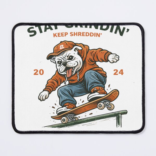 Item preview, Stay Grindin’ – Skateboarding Dog Retro Street Art designed and sold by Matinez Pink.