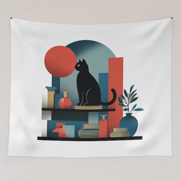 Item preview, Cat on a Shelf Blue designed and sold by ObiWanKenobi03.