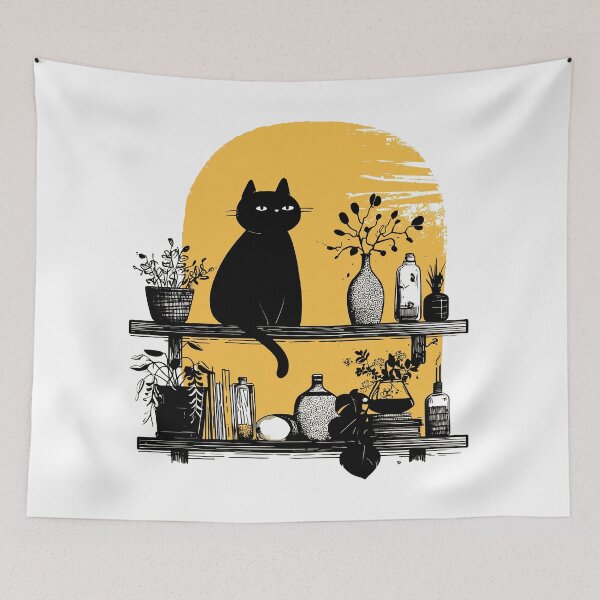 Item preview, Cat on a Shelf Yellow designed and sold by ObiWanKenobi03.