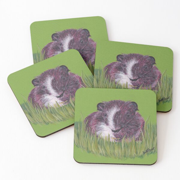 Item preview, Guinea Pig Wilbur in the grass on a green background designed and sold by PatterdaleZed.
