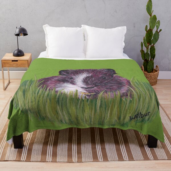 Item preview, Guinea Pig Wilbur in the grass on a green background designed and sold by PatterdaleZed.