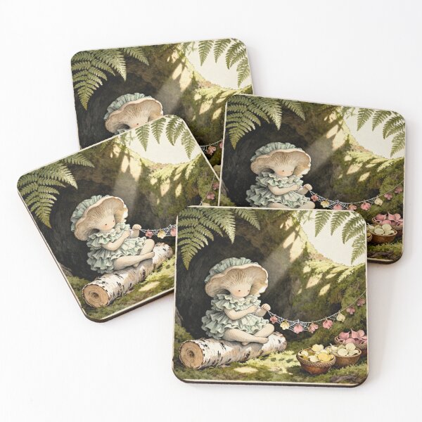 Item preview, Mushroom Folk Crafting - Cottagecore Forest Art designed and sold by PictorialWhimsy.