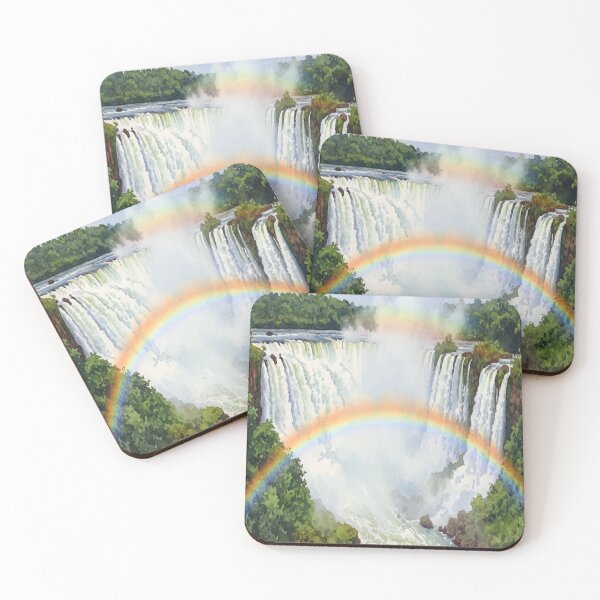 Item preview, Iguazu Falls Argentina - Tropical Waterfall Watercolor designed and sold by TheDesignDen21.