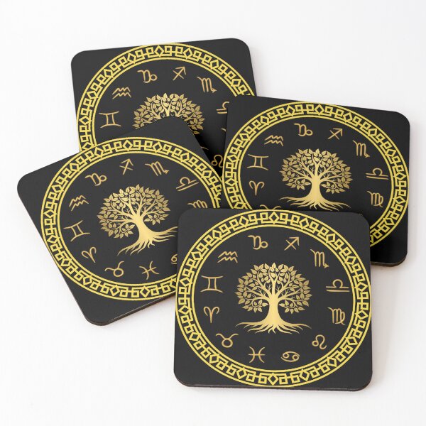 Item preview, Minimal Sacred Geometry Zodiac • Gold Tree of Life Astrology Circle Art designed and sold by OddballObjects.