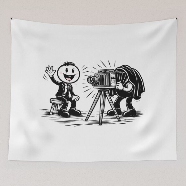 Item preview, Cartoon Character taking photo - Retro Photography Illustration designed and sold by ArtDecorPixell.