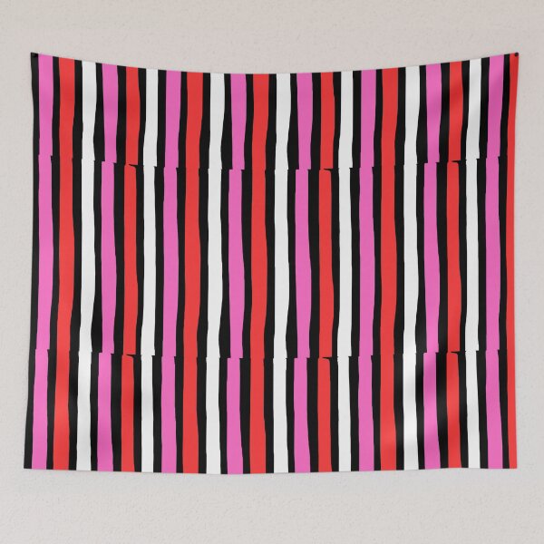 Item preview, A vertical stripe pattern featuring alternating colors of black, white, hot pink, and red.  designed and sold by Giree07.
