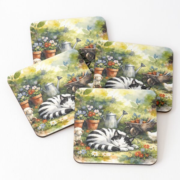 Item preview, Peaceful Garden with Sleeping Cat designed and sold by cuprum.