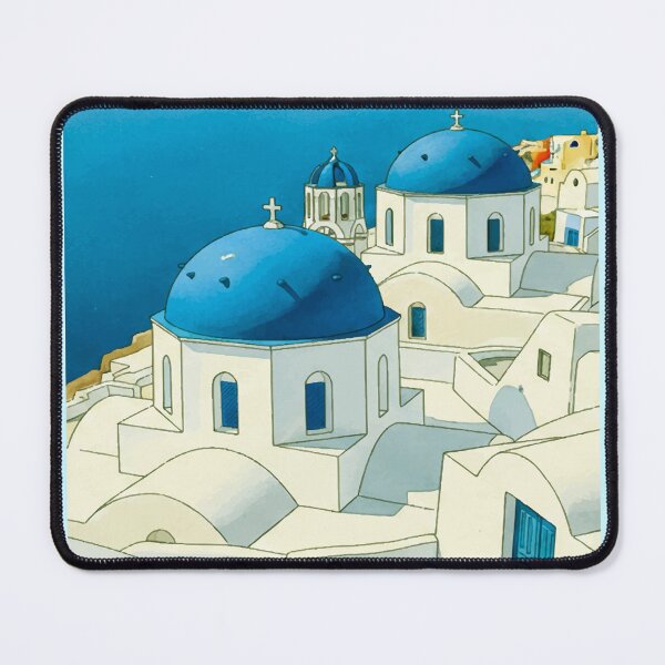 Item preview, Santorini Greece - Blue Dome Minimalist Watercolor designed and sold by TheDesignDen21.