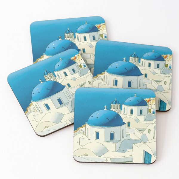 Item preview, Santorini Greece - Blue Dome Minimalist Watercolor designed and sold by TheDesignDen21.