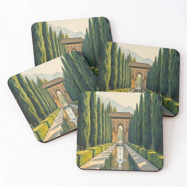 Item preview, Alhambra Granada Spain - Moorish Garden Watercolor designed and sold by TheDesignDen21.