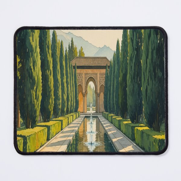Item preview, Alhambra Granada Spain - Moorish Garden Watercolor designed and sold by TheDesignDen21.
