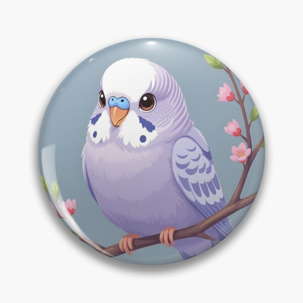 Item preview, A charming light violet budgie bird perched on a branch designed and sold by Ponted.