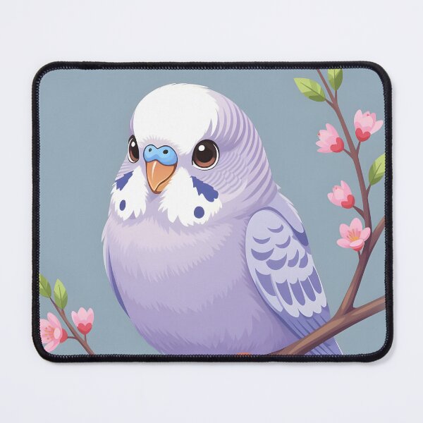 Item preview, A charming light violet budgie bird perched on a branch designed and sold by Ponted.