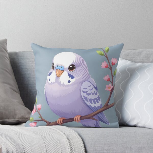 Item preview, A charming light violet budgie bird perched on a branch designed and sold by Ponted.