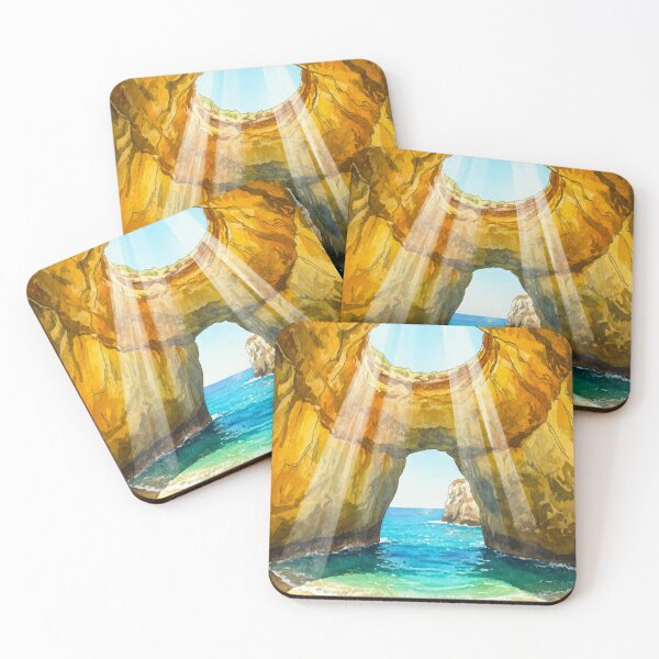 Item preview, Benagil Cave Portugal - Algarve Coastal Watercolor designed and sold by TheDesignDen21.