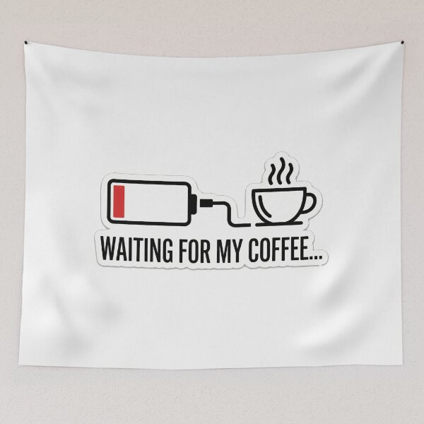 Item preview, Waiting For My Coffee - Funny Low Battery Sticker designed and sold by chihab21.